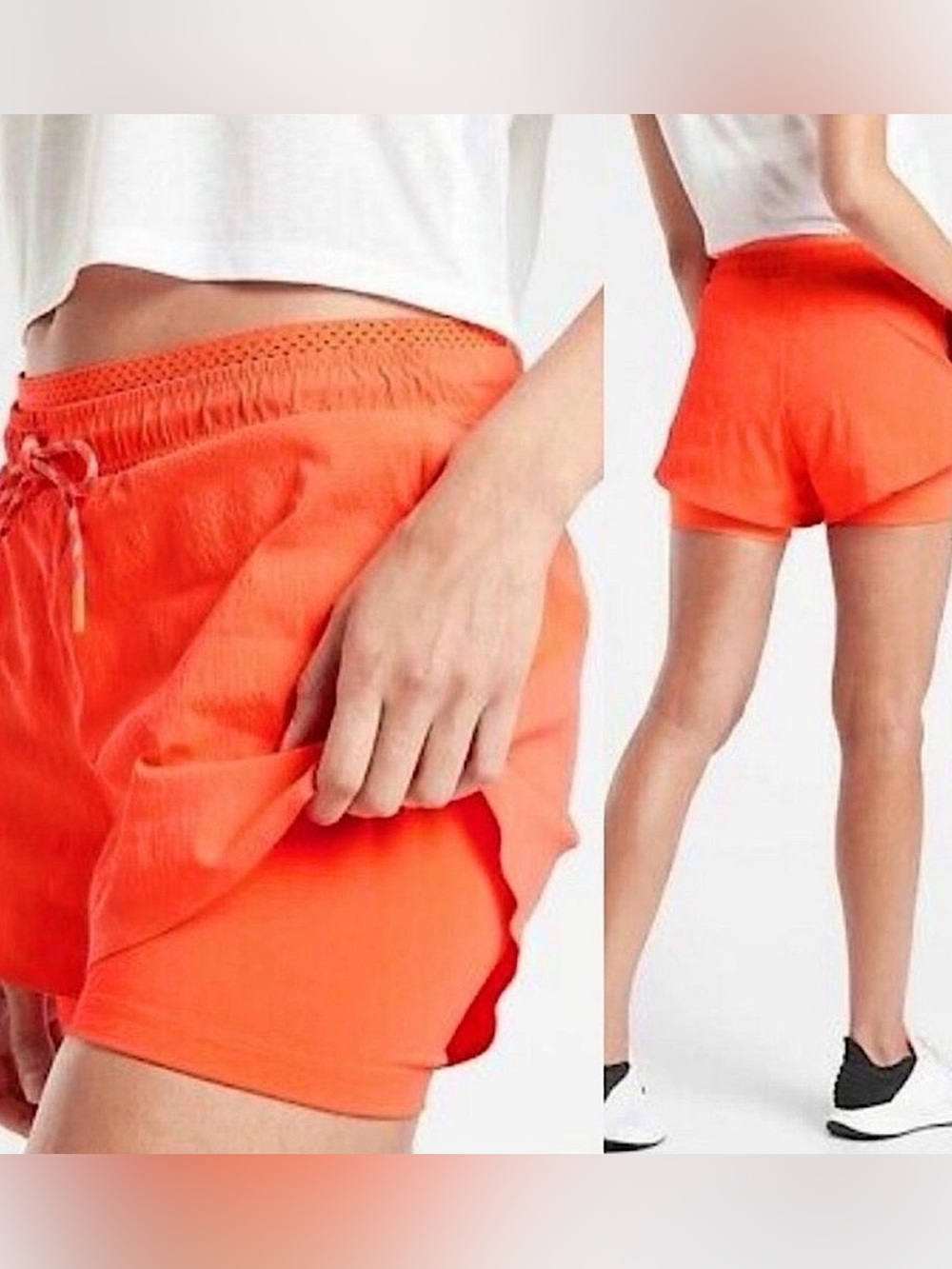 NWT Athleta Trekkie Crest 2-in-1 Hiking Shortie Poppy Orange Sz 10